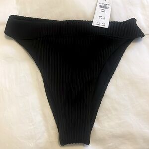 Hollister high rise cheeky black ribbed bathing suit bottom